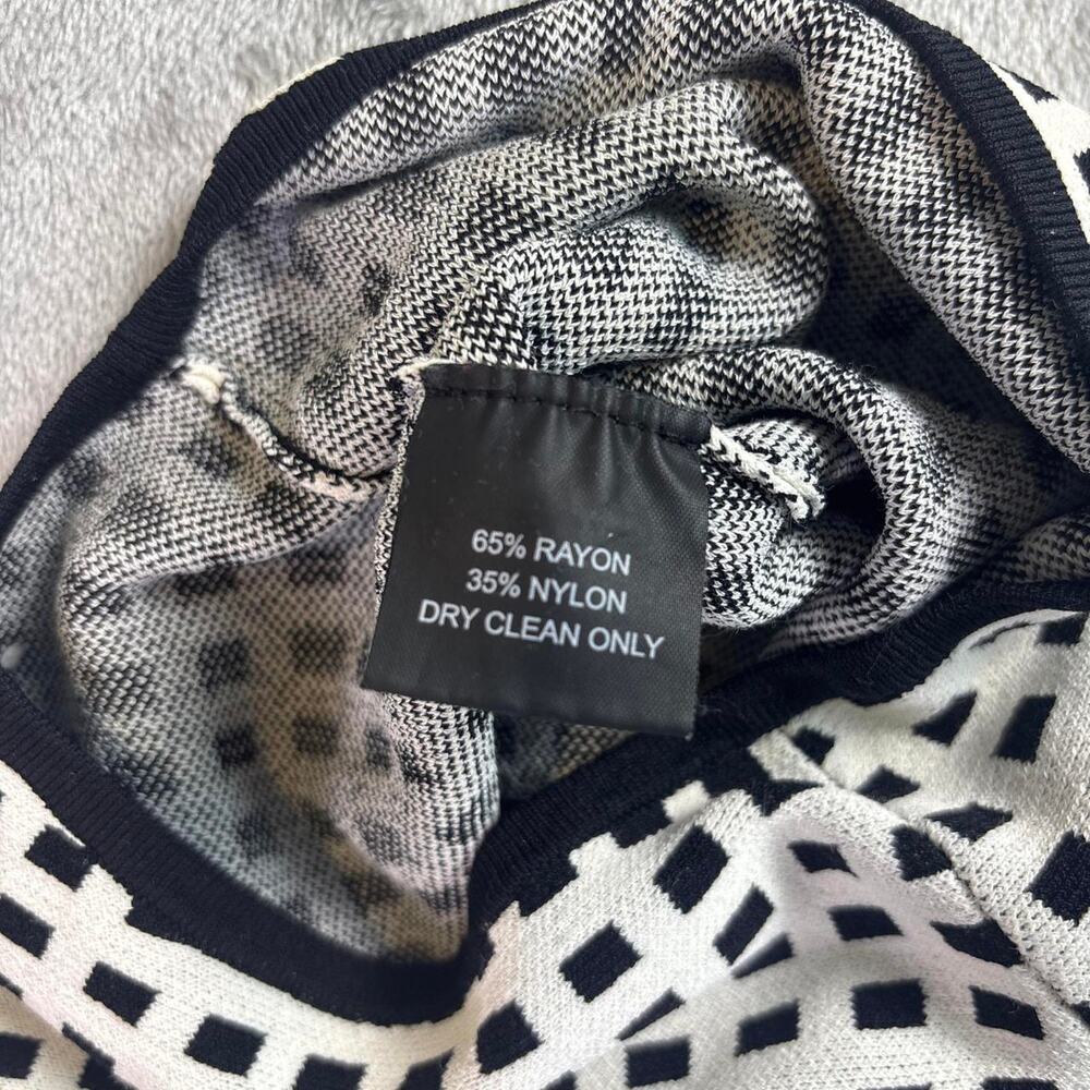 Timo Weiland Checkered Knit Dress Womens Sz 6 Black White Fit Flare Sleeveless - Picture 5 of 7